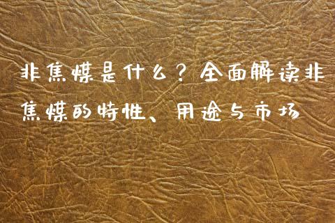 非焦煤是什么？全面解读非焦煤的特性、用途与市场_https://wap.lcjysmgs.com_债券基金_第1张