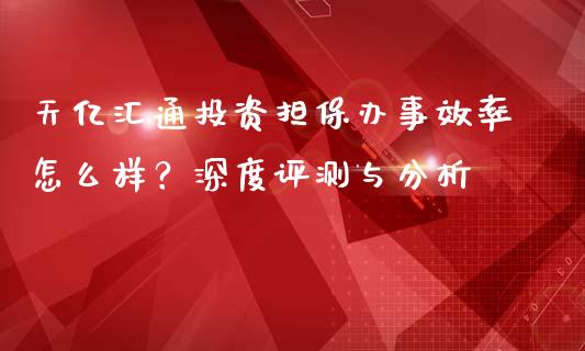 天亿汇通投资担保办事效率怎么样？深度评测与分析_https://wap.lcjysmgs.com_金融交易_第1张