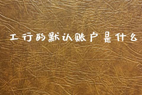 工行的默认账户是什么_https://wap.lcjysmgs.com_债券基金_第1张