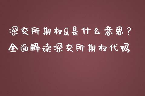 深交所期权Q是什么意思？全面解读深交所期权代码_https://wap.lcjysmgs.com_金融交易_第1张