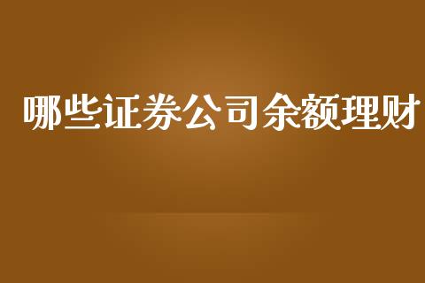 哪些证券公司余额理财_https://wap.lcjysmgs.com_金融交易_第1张