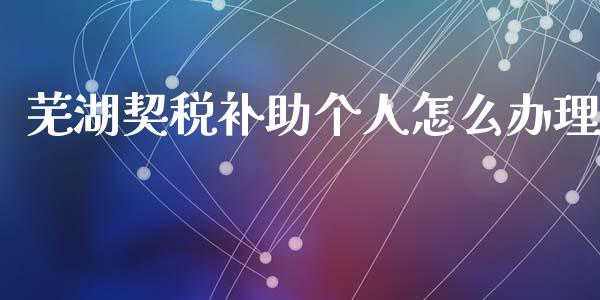 芜湖契税补助个人怎么办理_https://wap.lcjysmgs.com_金融交易_第1张