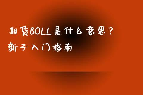 期货BOLL是什么意思？新手入门指南_https://wap.lcjysmgs.com_金融交易_第1张