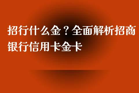 招行什么金？全面解析招商银行信用卡金卡_https://wap.lcjysmgs.com_元宇宙_第1张