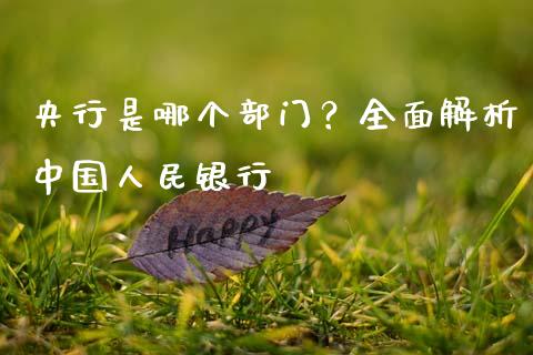 央行是哪个部门？全面解析中国人民银行_https://wap.lcjysmgs.com_原油期货_第1张