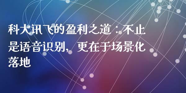 科大讯飞的盈利之道：不止是语音识别，更在于场景化落地_https://wap.lcjysmgs.com_元宇宙_第1张