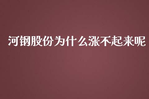 河钢股份为什么涨不起来呢_https://wap.lcjysmgs.com_债券基金_第1张