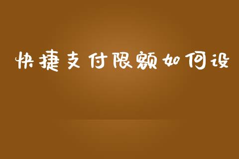 快捷支付限额如何设_https://wap.lcjysmgs.com_原油期货_第1张