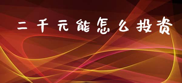 二千元能怎么投资_https://wap.lcjysmgs.com_原油期货_第1张