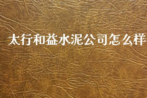 太行和益水泥公司怎么样_https://wap.lcjysmgs.com_金融交易_第1张