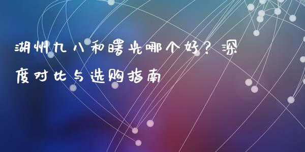 湖州九八和曙光哪个好？深度对比与选购指南_https://wap.lcjysmgs.com_债券基金_第1张