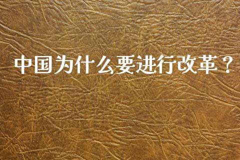 中国为什么要进行改革？_https://wap.lcjysmgs.com_债券基金_第1张