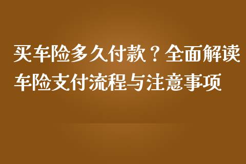 买车险多久付款?全面解读车险支付流程与注意事项_元宇宙_第1张_金融交易_元宇宙_原油期货_债券基金 买车险多久付款?全面解读车险支付流程与注意事项_https://wap.lcjysmgs.com_元宇宙_第1张