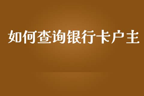 如何查询银行卡户主_https://wap.lcjysmgs.com_金融交易_第1张