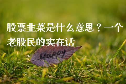 股票韭菜是什么意思？一个老股民的实在话_https://wap.lcjysmgs.com_原油期货_第1张