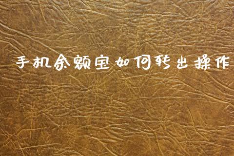 手机余额宝如何转出操作_https://wap.lcjysmgs.com_债券基金_第1张
