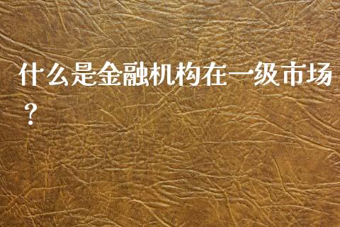 什么是金融机构在一级市场？_https://wap.lcjysmgs.com_元宇宙_第1张