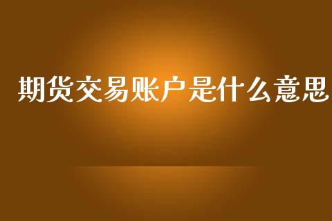 期货交易账户是什么意思_https://wap.lcjysmgs.com_原油期货_第1张