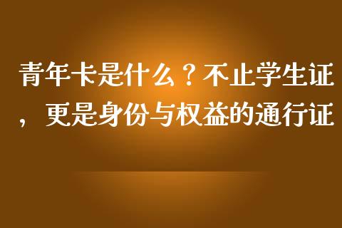 青年卡是什么？不止学生证，更是身份与权益的通行证_https://wap.lcjysmgs.com_元宇宙_第1张