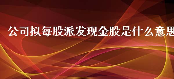 公司拟每股派发现金股是什么意思_https://wap.lcjysmgs.com_金融交易_第1张