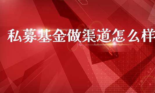 私募基金做渠道怎么样_https://wap.lcjysmgs.com_金融交易_第1张