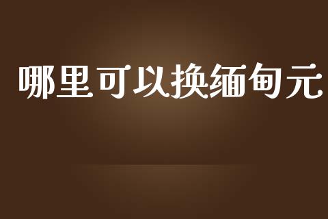 哪里可以换缅甸元_https://wap.lcjysmgs.com_原油期货_第1张