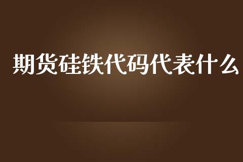 期货硅铁代码代表什么_https://wap.lcjysmgs.com_金融交易_第1张