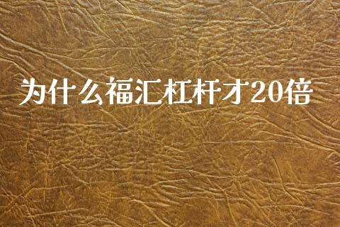 为什么福汇杠杆才20倍_https://wap.lcjysmgs.com_原油期货_第1张