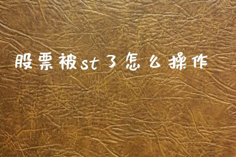 股票被st了怎么操作_https://wap.lcjysmgs.com_债券基金_第1张