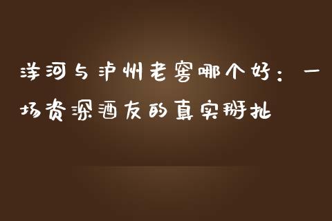 洋河与泸州老窖哪个好：一场资深酒友的真实掰扯_https://wap.lcjysmgs.com_原油期货_第1张