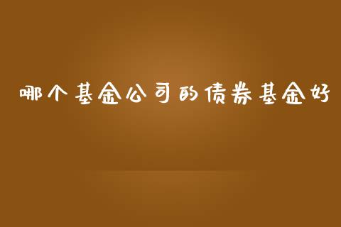 哪个基金公司的债券基金好_https://wap.lcjysmgs.com_原油期货_第1张