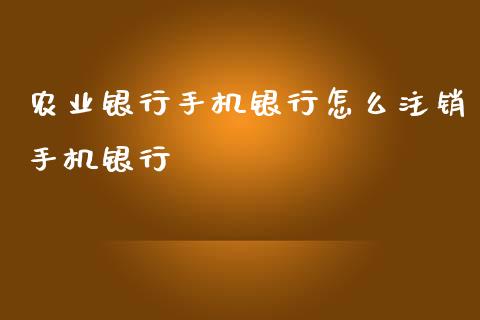 农业银行手机银行怎么注销手机银行_https://wap.lcjysmgs.com_债券基金_第1张