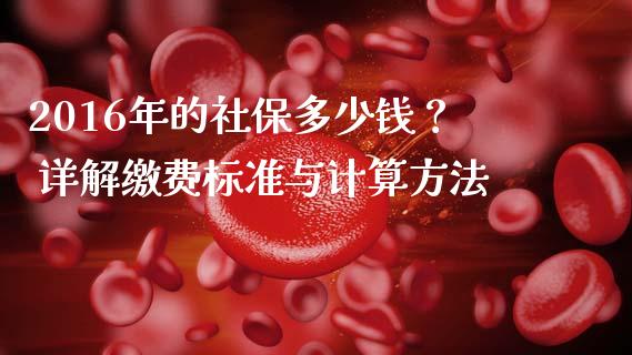 2016年的社保多少钱？ 详解缴费标准与计算方法_https://wap.lcjysmgs.com_金融交易_第1张