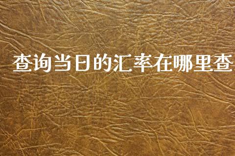 查询当日的汇率在哪里查_https://wap.lcjysmgs.com_原油期货_第1张