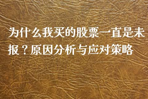 为什么我买的股票一直是未报？原因分析与应对策略_https://wap.lcjysmgs.com_金融交易_第1张