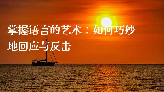 掌握语言的艺术：如何巧妙地回应与反击_https://wap.lcjysmgs.com_原油期货_第1张