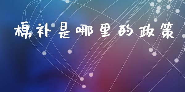 棉补是哪里的政策_https://wap.lcjysmgs.com_原油期货_第1张