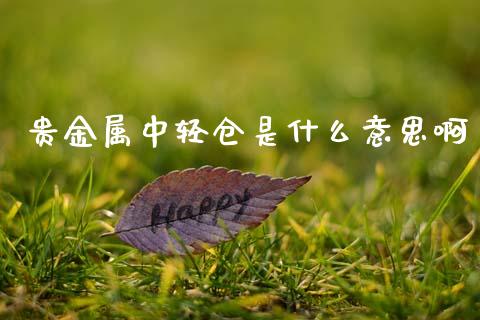贵金属中轻仓是什么意思啊_https://wap.lcjysmgs.com_金融交易_第1张