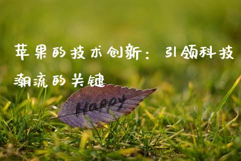 苹果的技术创新：引领科技潮流的关键_https://wap.lcjysmgs.com_债券基金_第1张