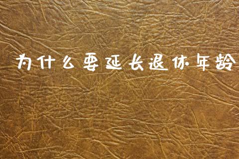 为什么要延长退休年龄_https://wap.lcjysmgs.com_债券基金_第1张