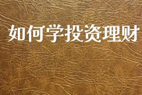 如何学投资理财_https://wap.lcjysmgs.com_金融交易_第1张