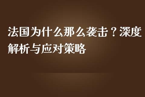 法国为什么那么袭击？深度解析与应对策略_https://wap.lcjysmgs.com_金融交易_第1张