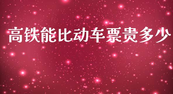 高铁能比动车票贵多少_https://wap.lcjysmgs.com_金融交易_第1张
