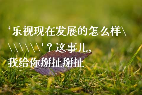 ‘乐视现在发展的怎么样\\\