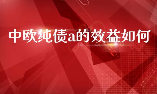 中欧纯债a的效益如何_https://wap.lcjysmgs.com_元宇宙_第1张