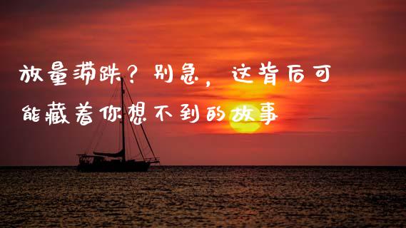 放量滞跌？别急，这背后可能藏着你想不到的故事_https://wap.lcjysmgs.com_债券基金_第1张