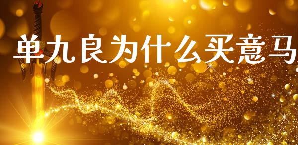 单九良为什么买意马_https://wap.lcjysmgs.com_金融交易_第1张