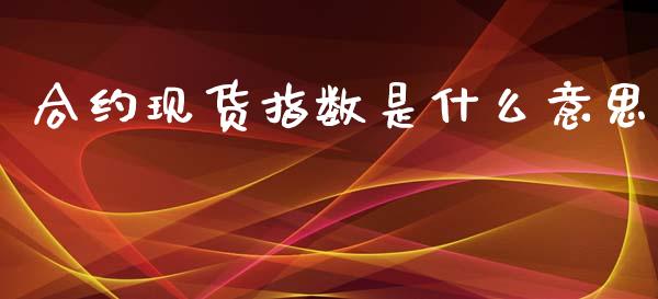 合约现货指数是什么意思_https://wap.lcjysmgs.com_金融交易_第1张