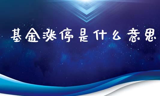 基金涨停是什么意思_https://wap.lcjysmgs.com_金融交易_第1张