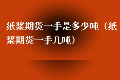 纸浆期货一手是多少吨（纸浆期货一手几吨）_https://wap.lcjysmgs.com_元宇宙_第1张